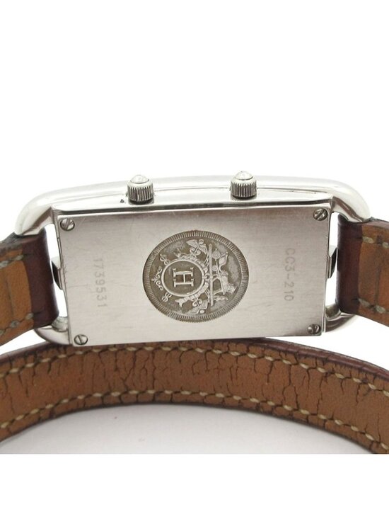 Hermes Watch Cape Cod Duzon Double Tour SS Leather Belt Silver main image 9
